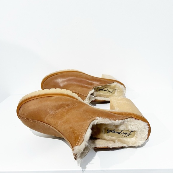 Free People James Cozy Mule Faux Fur Cognac Leather Chunky Platform Sole 39.5 - Picture 7 of 14